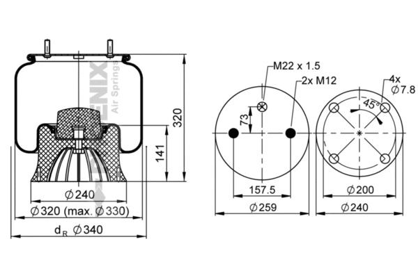Bellow, air suspension (1 DK 22 E-8)