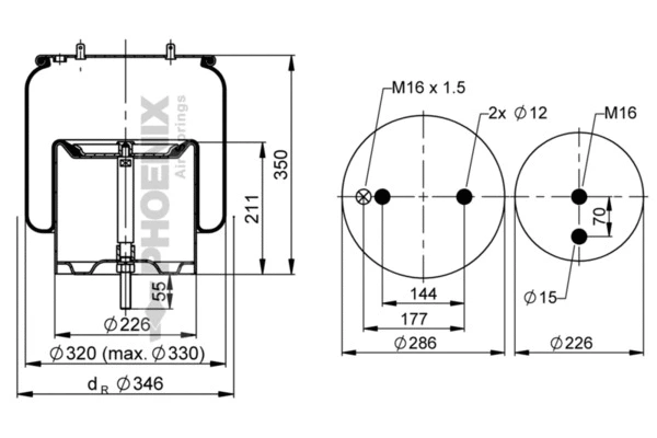 Bellow, air suspension (1 D 28 H-16)