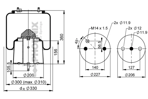 Bellow, air suspension (1 DF 20 A-1)