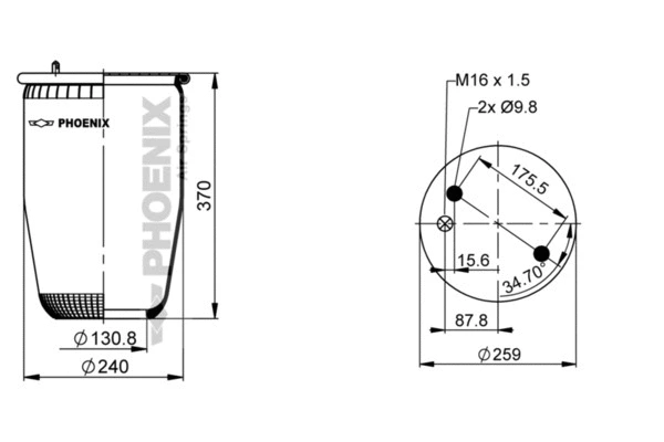 Bellow, air suspension (1 DF 25 C-1 NP)
