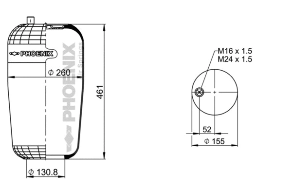 Bellow, air suspension (1 KF 24-2 NP)
