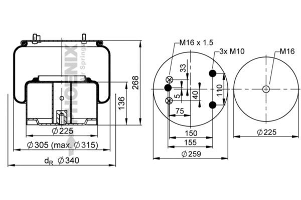 Bellow, air suspension (1 DF 25-13)