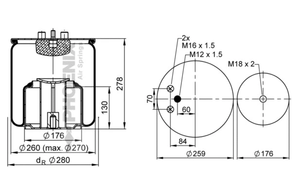 Bellow, air suspension (1 DF 16-2)