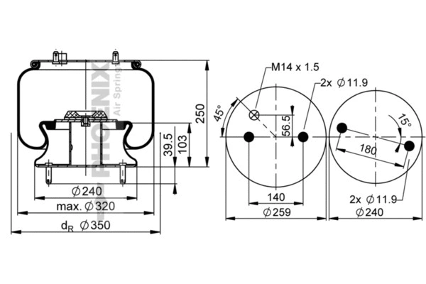 Bellow, air suspension (1 DF 23 B-1)