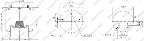 Bellow, air suspension (1R14-823)
