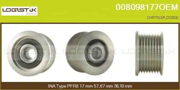 Belt Pulley, alternator (008098177OEM)