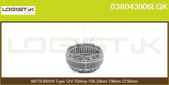 Stator, alternator (038043006LGK)