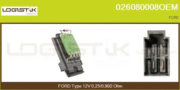 Resistor, interior blower (026080008OEM)