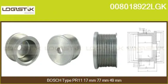 Belt Pulley, alternator (008018922LGK)