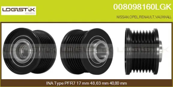 Belt Pulley, alternator (008098160LGK)