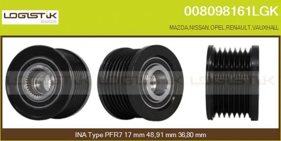 Belt Pulley, alternator (008098161LGK)