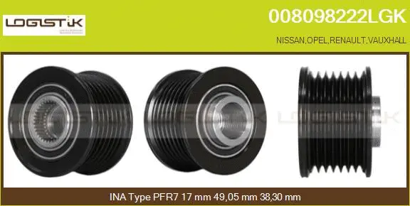 Belt Pulley, alternator (008098222LGK)