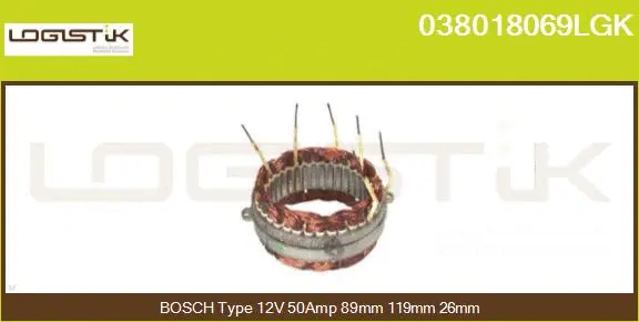 Stator, alternator (038018069LGK)