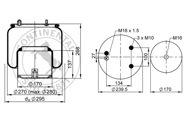 Bellow, air suspension (887 M K3)