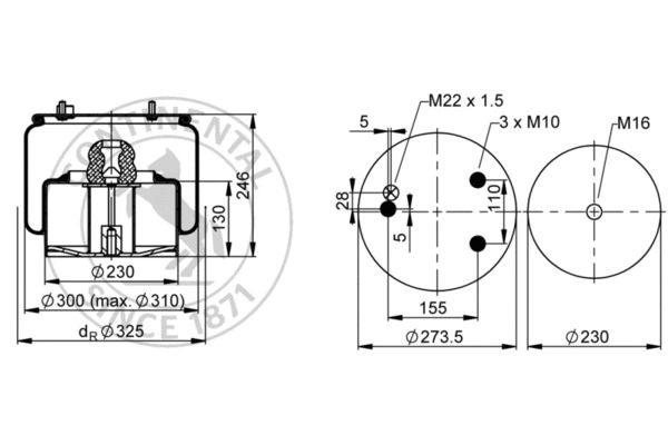 Bellow, air suspension (836 N P05)