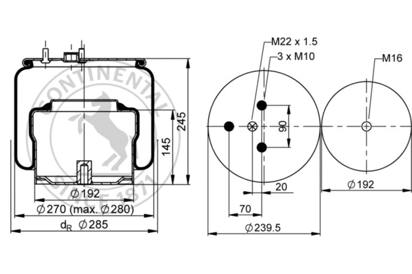 Bellow, air suspension (889 N P01)