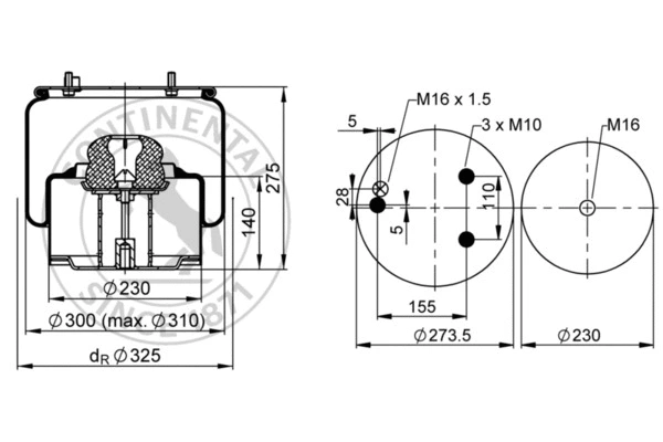 Bellow, air suspension (836 MB K6)