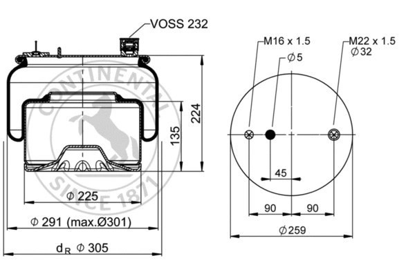 Bellow, air suspension (6126 N P40)