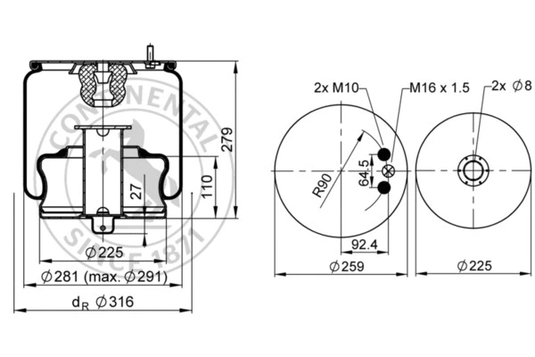 Bellow, air suspension (6603 N P01)
