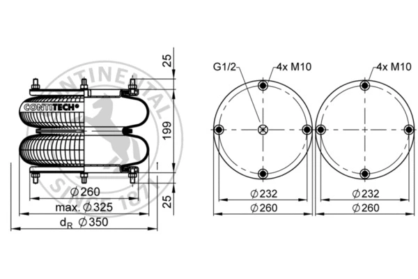 Bellow, air suspension (FD 412-18 1/2 M10)
