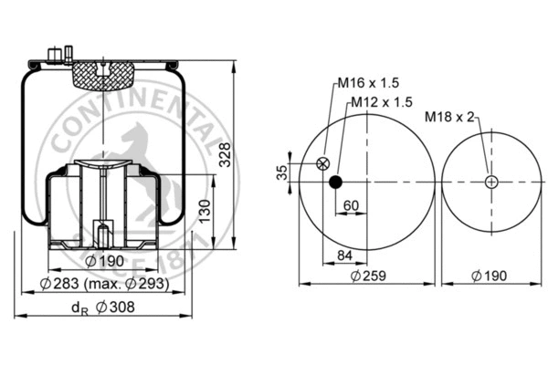 Bellow, air suspension (4883 N1 P06)
