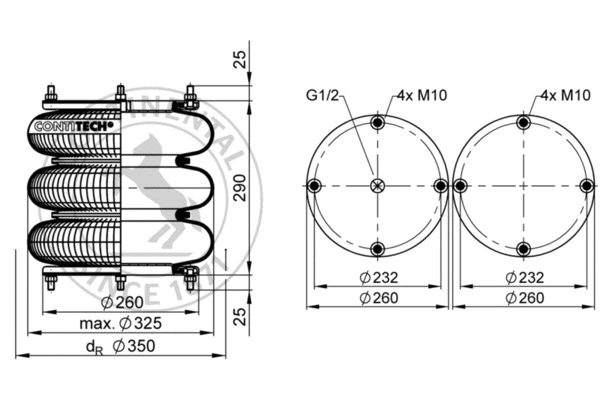 Bellow, air suspension (FT 412-32 1/2 M10)
