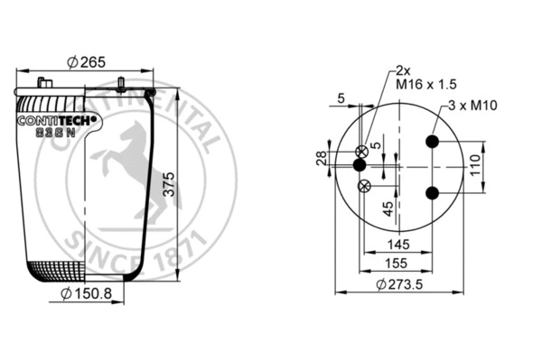 Bellow, air suspension (836 M2)