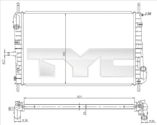 Radiator, engine cooling (710-0047)
