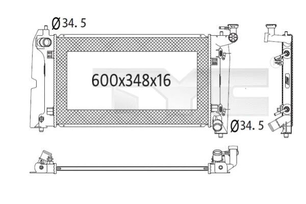 Radiator, engine cooling (736-1024)