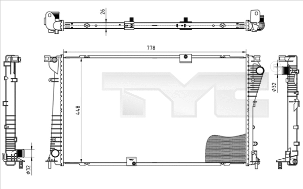 Radiator, engine cooling (725-0045)