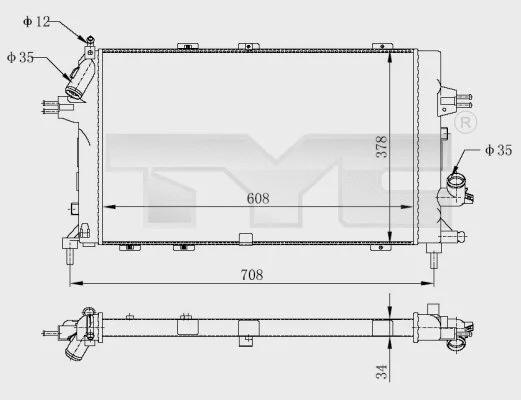 Radiator, engine cooling (725-0028-R)
