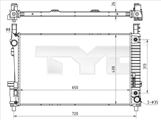 Radiator, engine cooling (721-0020)