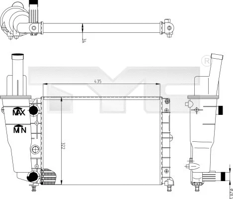 Radiator, engine cooling (709-0004)