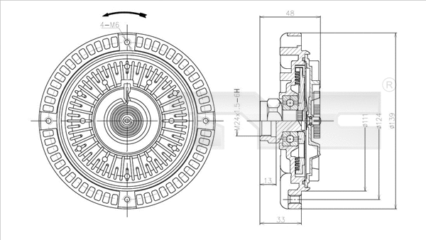 Clutch, radiator fan