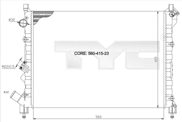 Radiator, engine cooling (728-0036)