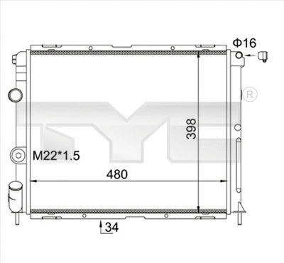 Radiator, engine cooling (728-0012-R)