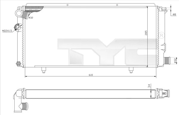 Radiator, engine cooling (726-0014-R)