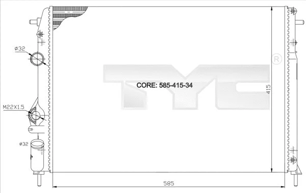 Radiator, engine cooling (728-0011)