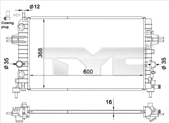Radiator, engine cooling (725-0036)