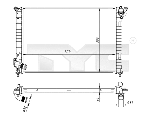 Radiator, engine cooling (722-0002)
