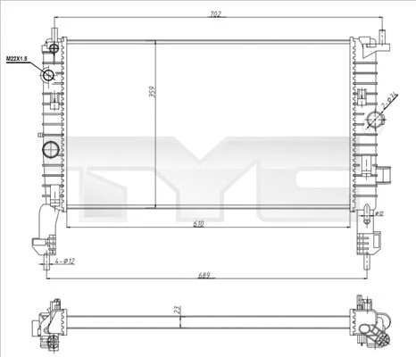 Radiator, engine cooling (725-0048-R)