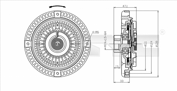 Clutch, radiator fan