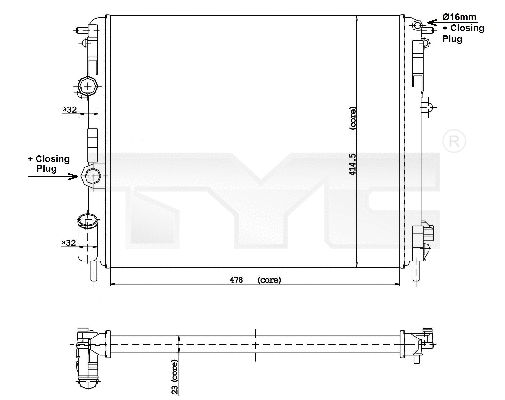 Radiator, engine cooling (728-0010)
