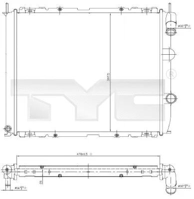 Radiator, engine cooling (728-0014)
