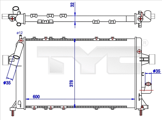 Radiator, engine cooling (725-0039-R)