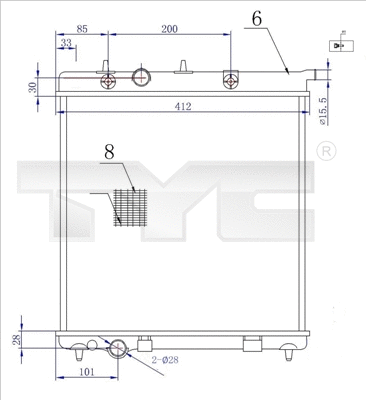 Radiator, engine cooling (705-0072-R)