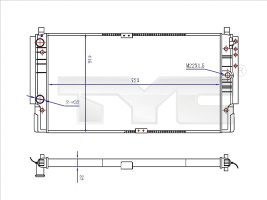 Radiator, engine cooling (737-0068-R)