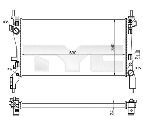 Radiator, engine cooling (709-0021-R)