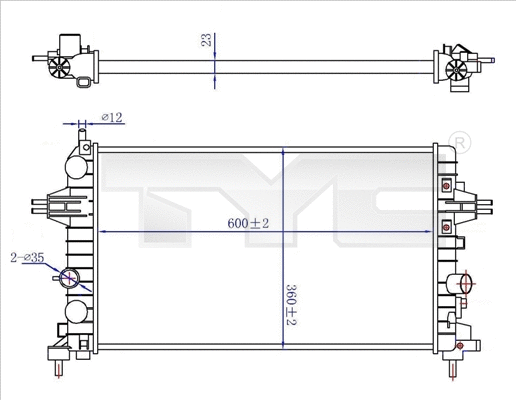 Radiator, engine cooling (725-0036-R)