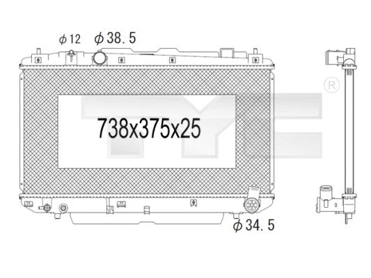 Radiator, engine cooling (736-1011)